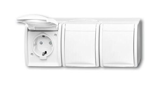 ABB BJE Розетка Schuko 16А, 250В, защитные шторки, безвинтовые клеммы, крышка, IP44, Ocean, белый в Москве