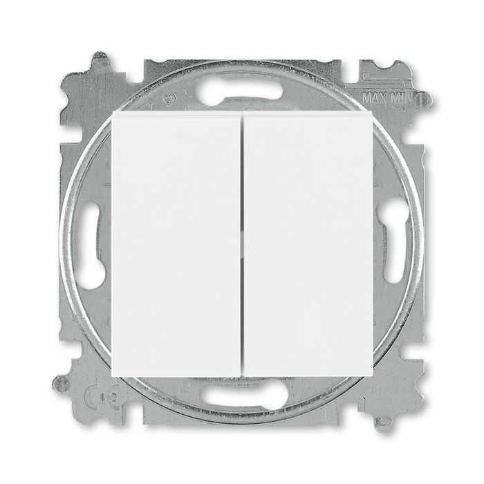 Переключатель двухклавишный ABB Levit (с 2-х мест), 10А, белый-белый 2CHH595245A6003