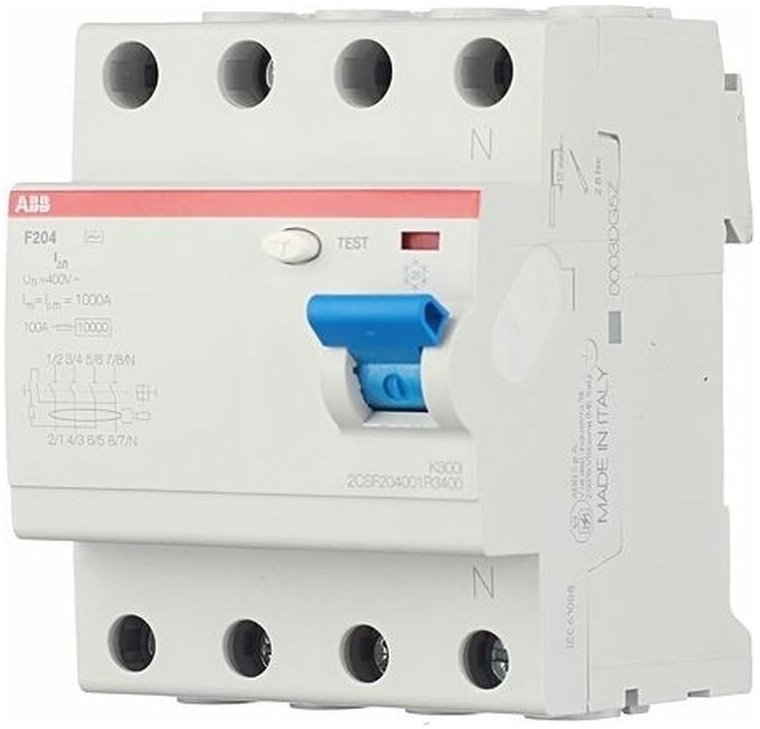 ABB F204 AC-40/0,3 УЗО 4-x полюсное 40А 300мA 10кА тип АС 2CSF204001R3400 Электромеханические в Москве