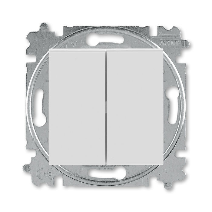 Выключатель двухклавишный ABB Levit, 10 А, серый-белый 2CHH590545A6016