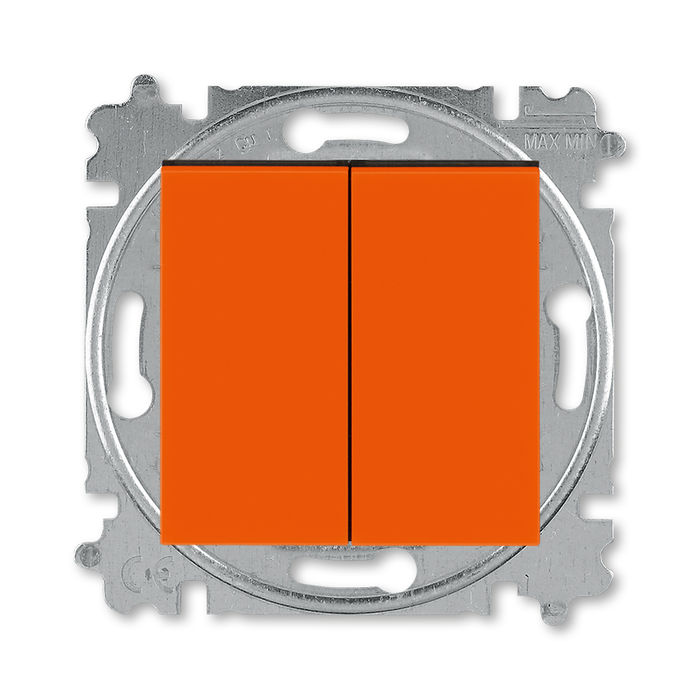 Переключатель двухклавишный ABB Levit (с 2-х мест), 10А, оранжевый-дымчатый чёрный 2CHH595245A6066