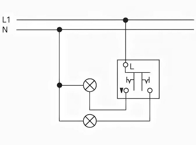 Abb BJE Механизм 2-клавишного переключателя 10А 250В, серия impuls, арт. 1012-0-1671 в Москве