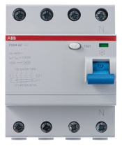 F204 AC 40/100 Блок утечки тока 4-полюсный, 40A, 100mA, тип АC (УЗО) ABB, 2CSF204001R2400 в Москве