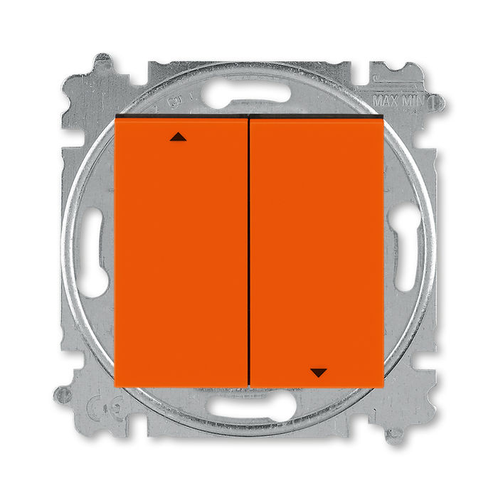 Выключатель управления жалюзи клавишный ABB Levit, оранжевый-дымчатый чёрный 2CHH598945A6066