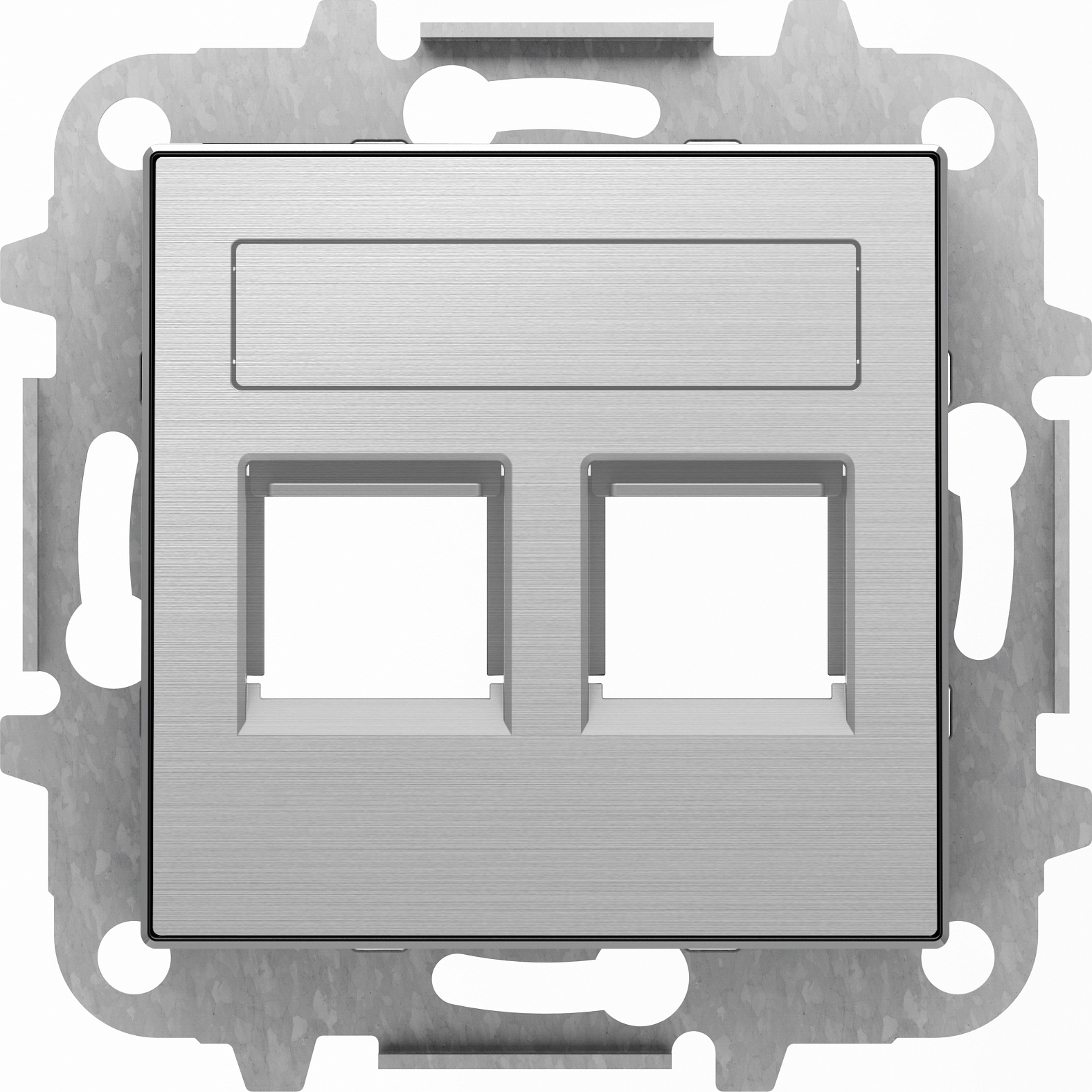 Розетка компьютерная двойная RJ45 5 кат. ABB Sky, нержавеющая сталь 2CLA201850A1001 + 2CLA201850A1001 + 2CLA851820A1401