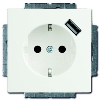 ABB BJB Basic 55 Бел Розетка Schuko 20 EUCBUSB-94-500, 16А, 700мА с устр.заряд.USB в Москве