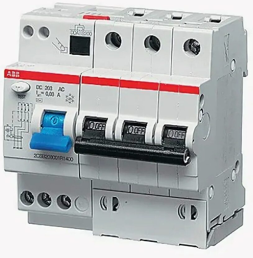 Выключатель автоматический дифференциальный DS203 3п 16А C 30мА тип AC (5 мод) ABB в Москве
