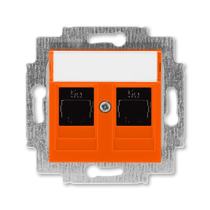 Розетка компьютерная двойная ABB Levit RJ45 6 кат, оранжевый 2CHH296118A6066