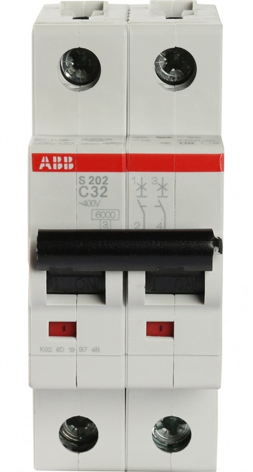 ABB S202 2CDS252001R0014 Автоматический выключатель двухполюсный 1А (6 кА, C) в Москве