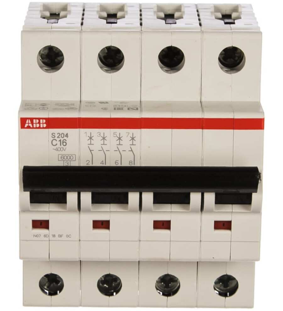 ABB S204 C4 Автоматический выключатель 4x полюсный 3P+N на 4А 6кА тип АС 230/400В 2CDS254001R0044 ms в Москве