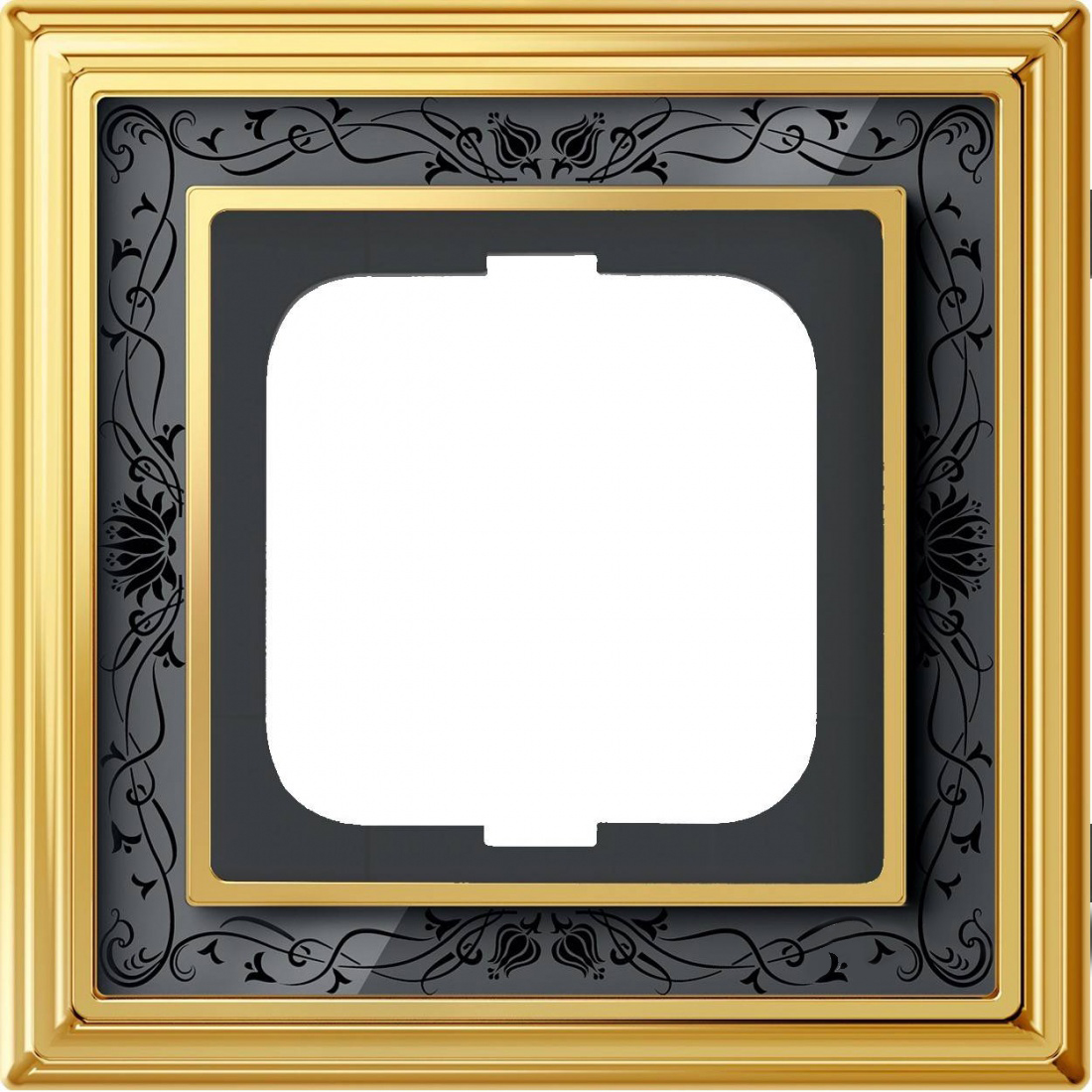 Рамка ABB Dynasty одноместная (латунь полированная, черная роспись) 2CKA001754A4575