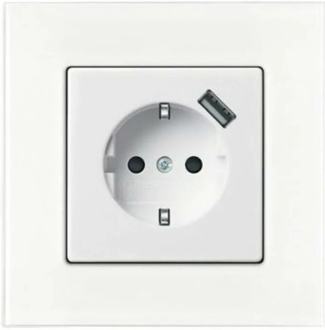 ABB BJB Basic 55 Бел Розетка Schuko 20 EUCBUSB-96-500, 16А, 700мА с устр.заряд.USB в Москве