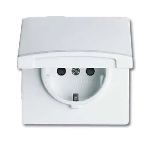 ABB BJE Розетка SCHUKO, 16А 250В, с крышкой, уплотнительное кольцо, Allwetter44, IP44, альп. белый в Москве