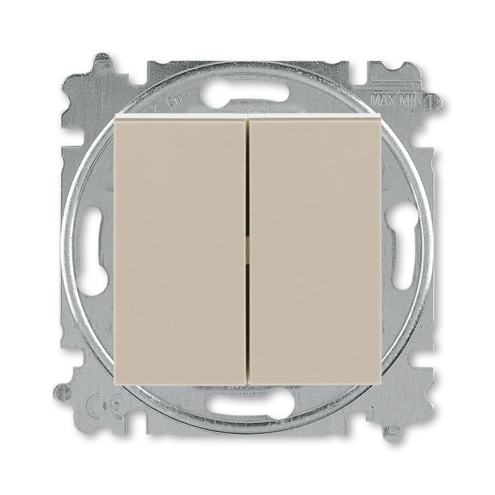 Переключатель двухклавишный ABB Levit (с 2-х мест), 10А, кофе макиато-белый 2CHH595245A6018
