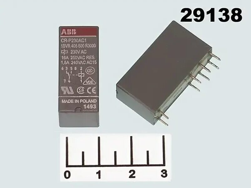 Реле промежуточное CR-P230AC1 230B AC 1ПК (16А) 1SVR405600R3000 ABB Реле промежуточное CR-P230AC1 23 в Москве