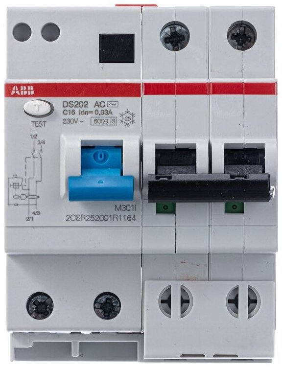 ABB DS202 2CSR252101R1635 Автоматический выключатель дифференциального тока двухполюсный 63A 30мА (тип A) в Москве