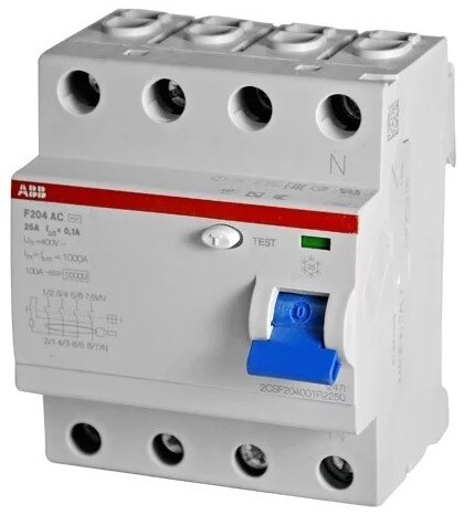 ABB DS204 2CSR274001R1105 Автоматический выключатель дифференциального тока четырехполюсный 10A 30мА (тип AC) в Москве