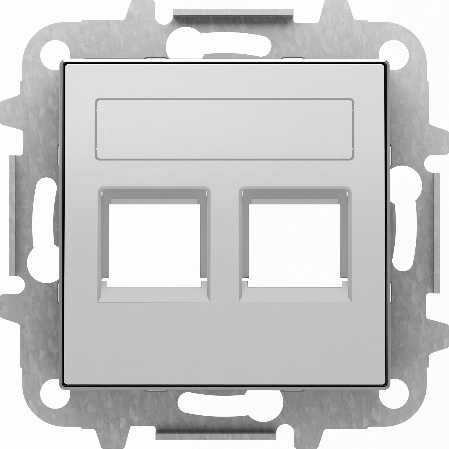 Розетка компьютерная двойная RJ45 5 кат. ABB Sky, серебряный 2CLA201850A1001 + 2CLA201850A1001 + 2CLA851820A1301