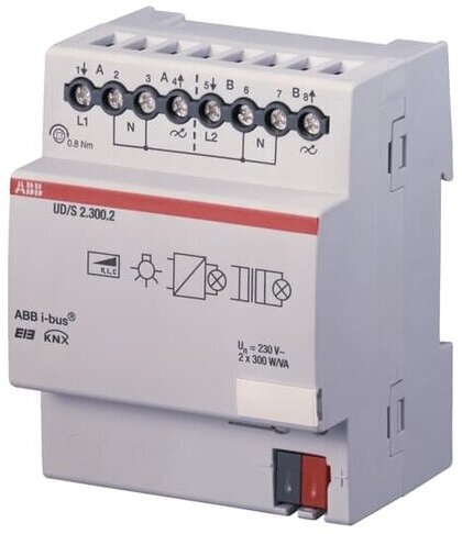 ABB KNX UD/S 2.300.1 Светорегулятор универсальный 2х300ВА или 1х500 Вт, DIN-рейка, цвет белый в Москве